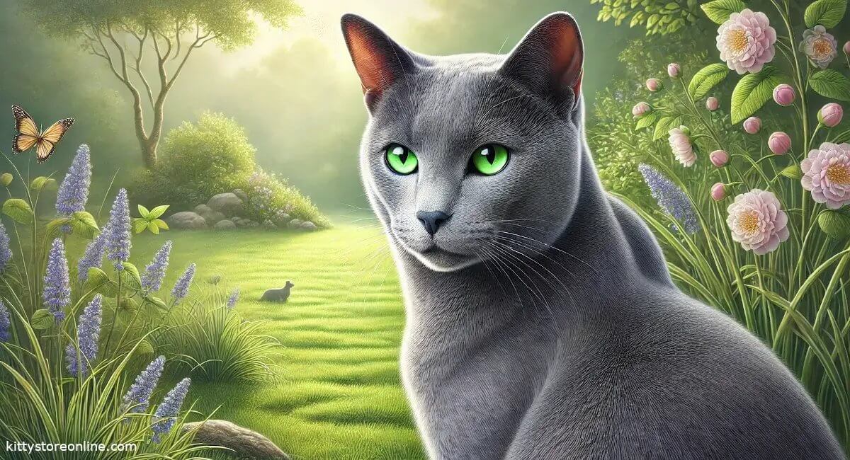 Cat breed russian blue russisch blau